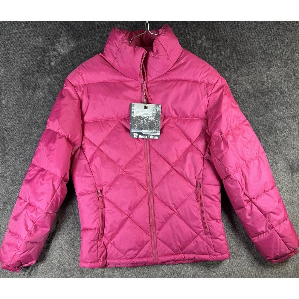 NWT Steve & Barry's Quality Apparel Double Down‎ Girls Pink Puffer Jacket Sz Med